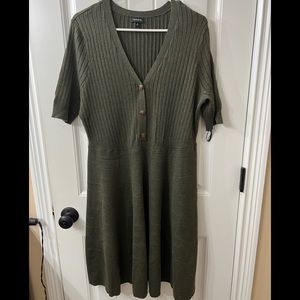 Torrid Olive Green Ribbed Knit Dress